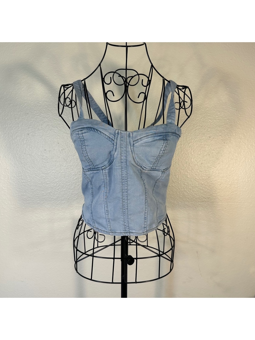 No Boundaries Light Wash Denim Style Corset Top